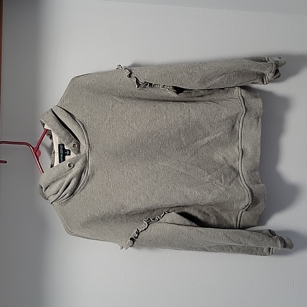 Cynthia Rowley Gray Ruffled Hoodie Sweatshirt